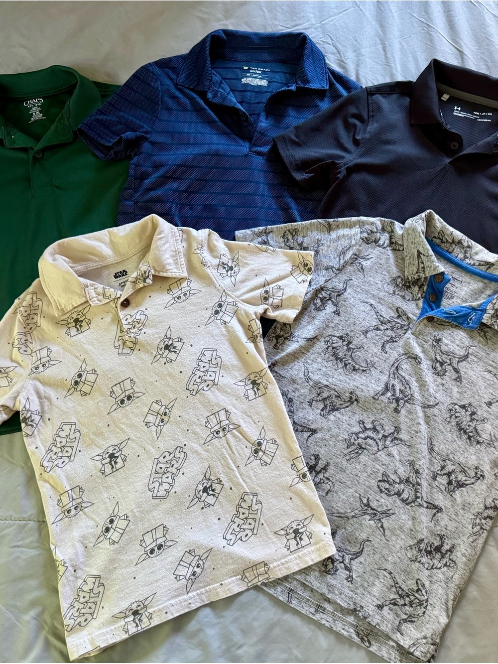 Mixed Boys Polo Lot — Green, Navy, Black, Cream, Gray